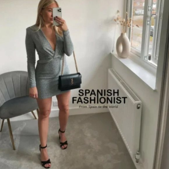 Zara Dresses & Skirts - Zara Silver Mini Dress With Metallic Thread Sz XS Bloggers Fav 9358/341 …